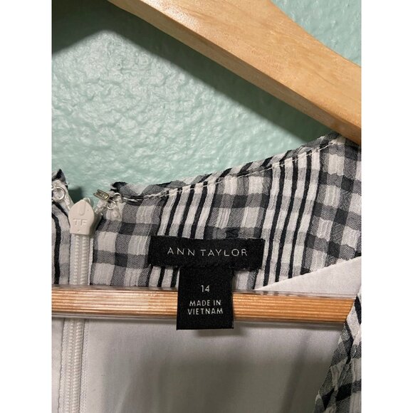 Ann Taylor Women's White and Black‎ Patterned Dress with Tie Size 14 - Picture 6 of 11